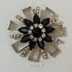 Vintage Rhinestone Brooch Pin Possible Schreiner Resin Domed Jewelry AS IS