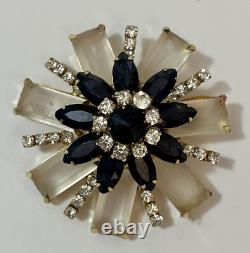 Vintage Rhinestone Brooch Pin Possible Schreiner Resin Domed Jewelry AS IS