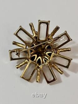 Vintage Rhinestone Brooch Pin Possible Schreiner Resin Domed Jewelry AS IS