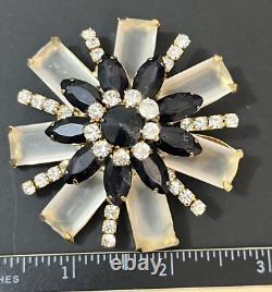 Vintage Rhinestone Brooch Pin Possible Schreiner Resin Domed Jewelry AS IS