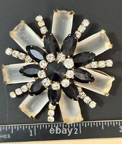 Vintage Rhinestone Brooch Pin Possible Schreiner Resin Domed Jewelry AS IS