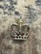 Vintage Rhinestone Brooch Pin Victorian Royal Crown Faux Pearl Gold Tone Estate