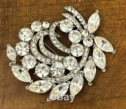 Vintage Rhinestone Brooch Signed Eisenberg Ice Huge Pin Estate Original Card