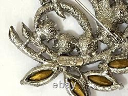 Vintage Rhinestone Brooch Signed Eisenberg Ice Huge Pin Estate Original Card