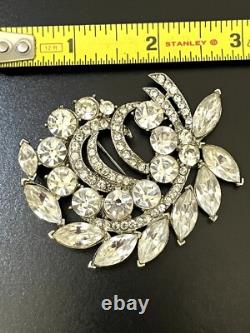 Vintage Rhinestone Brooch Signed Eisenberg Ice Huge Pin Estate Original Card