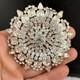 Vintage Rhinestone Brooch Silver Tone Sunburst WOW