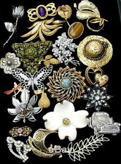 Vintage Rhinestone Brooches Lot 25 Pins Enamel Flower Selini Sarah Cov Emmons PD