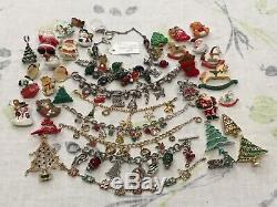 Vintage Rhinestone Christmas Tree Brooch Jewelry Lot St Labre BJ Beatrix Radko