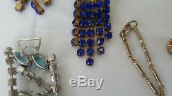 Vintage Rhinestone Crystal Enamel Jewelry Lot Necklace Earrings Brooch Bracelet