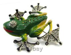 Vintage Rhinestone Enamel Frog Brooch Pin Figural Chanel Novelty Co