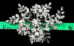Vintage Rhinestone Floral Brooch Massive Pin Austria Costume Jewelry