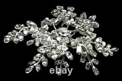 Vintage Rhinestone Floral Brooch Massive Pin Austria Costume Jewelry