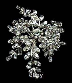 Vintage Rhinestone Floral Brooch Massive Pin Austria Costume Jewelry