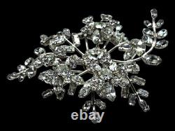 Vintage Rhinestone Floral Brooch Massive Pin Austria Costume Jewelry