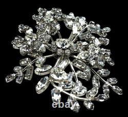 Vintage Rhinestone Floral Brooch Massive Pin Austria Costume Jewelry