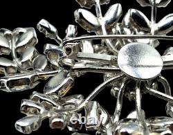 Vintage Rhinestone Floral Brooch Massive Pin Austria Costume Jewelry