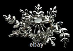 Vintage Rhinestone Floral Brooch Massive Pin Austria Costume Jewelry