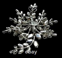 Vintage Rhinestone Floral Brooch Massive Pin Austria Costume Jewelry