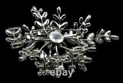 Vintage Rhinestone Floral Brooch Massive Pin Austria Costume Jewelry