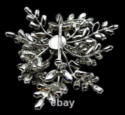 Vintage Rhinestone Floral Brooch Massive Pin Austria Costume Jewelry