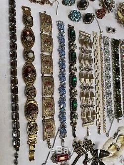 Vintage Rhinestone Jewelry Lot Bracelets Necklaces Earrings Brooches Signed Gorg