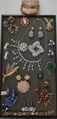Vintage Rhinestone Jewelry Lot Kramer NY, Goldette, Trifari TM