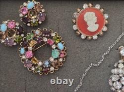 Vintage Rhinestone Jewelry Lot Kramer NY, Goldette, Trifari TM