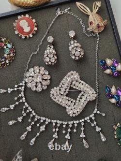 Vintage Rhinestone Jewelry Lot Kramer NY, Goldette, Trifari TM