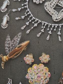 Vintage Rhinestone Jewelry Lot Kramer NY, Goldette, Trifari TM