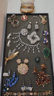 Vintage Rhinestone Jewelry Lot Kramer NY, Goldette, Trifari TM