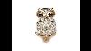 Vintage Rhinestone Owl Lapel Pin Brooch Gold