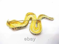 Vintage Rhinestone Snake Brooch Pin signed Landau
