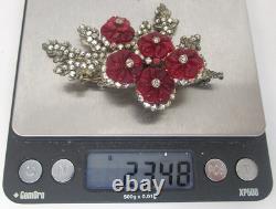 Vintage Rhinestone and Carved Real Movable Miriam Haskell Brooch En Tremblant