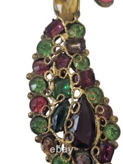 Vintage Robert Gilt Filigree Sword Brooch 3 5/8 Multicolor
