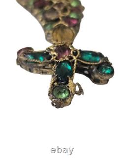 Vintage Robert Gilt Filigree Sword Brooch 3 5/8 Multicolor