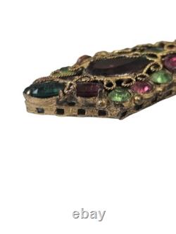 Vintage Robert Gilt Filigree Sword Brooch 3 5/8 Multicolor