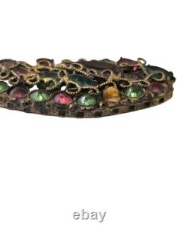 Vintage Robert Gilt Filigree Sword Brooch 3 5/8 Multicolor