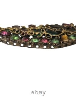 Vintage Robert Gilt Filigree Sword Brooch 3 5/8 Multicolor