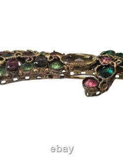 Vintage Robert Gilt Filigree Sword Brooch 3 5/8 Multicolor