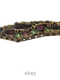 Vintage Robert Gilt Filigree Sword Brooch 3 5/8 Multicolor