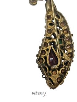 Vintage Robert Gilt Filigree Sword Brooch 3 5/8 Multicolor