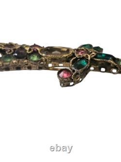Vintage Robert Gilt Filigree Sword Brooch 3 5/8 Multicolor