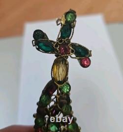 Vintage Robert Gilt Filigree Sword Brooch 3 5/8 Multicolor