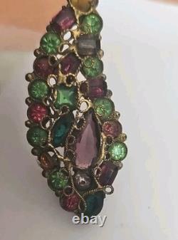Vintage Robert Gilt Filigree Sword Brooch 3 5/8 Multicolor