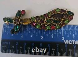 Vintage Robert Gilt Filigree Sword Brooch 3 5/8 Multicolor