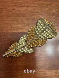 Vintage SCHIAPARELLI 3-D Articulated Arrowhead Rhinestone Brooch 3.5 Long WOW