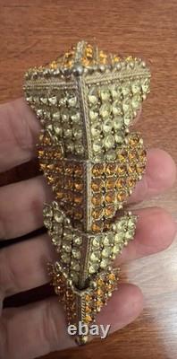 Vintage SCHIAPARELLI 3-D Articulated Arrowhead Rhinestone Brooch 3.5 Long WOW