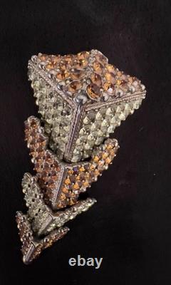 Vintage SCHIAPARELLI 3-D Articulated Arrowhead Rhinestone Brooch 3.5 Long WOW