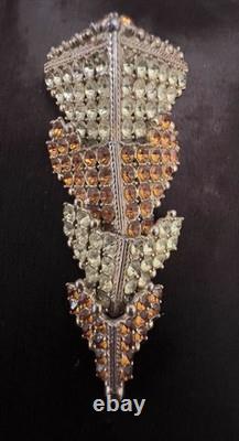 Vintage SCHIAPARELLI 3-D Articulated Arrowhead Rhinestone Brooch 3.5 Long WOW