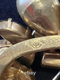 Vintage SCHOFFEL Crown AUSTRIA Crystal & Green Glass Pin Brooch Teardrop Pearls